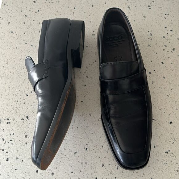 ECCO Men’s Black Leather Sleek Loafers Slip On Style Shoes Size EU42 / US8-8.5 - Picture 12 of 12